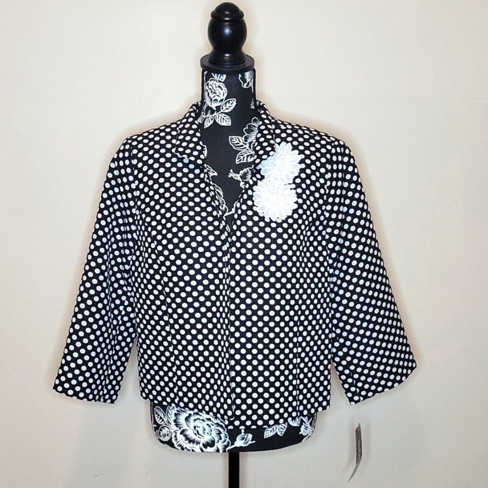 Isabella Suits Black and White Polka Dot Blazer Size 14